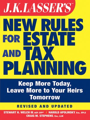 cover image of JK Lasser's New Rules for Estate and Tax Planning